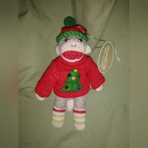 Sock Monkey Christmas Tree Ornament by Midwest CBK 6 1/2" Tall